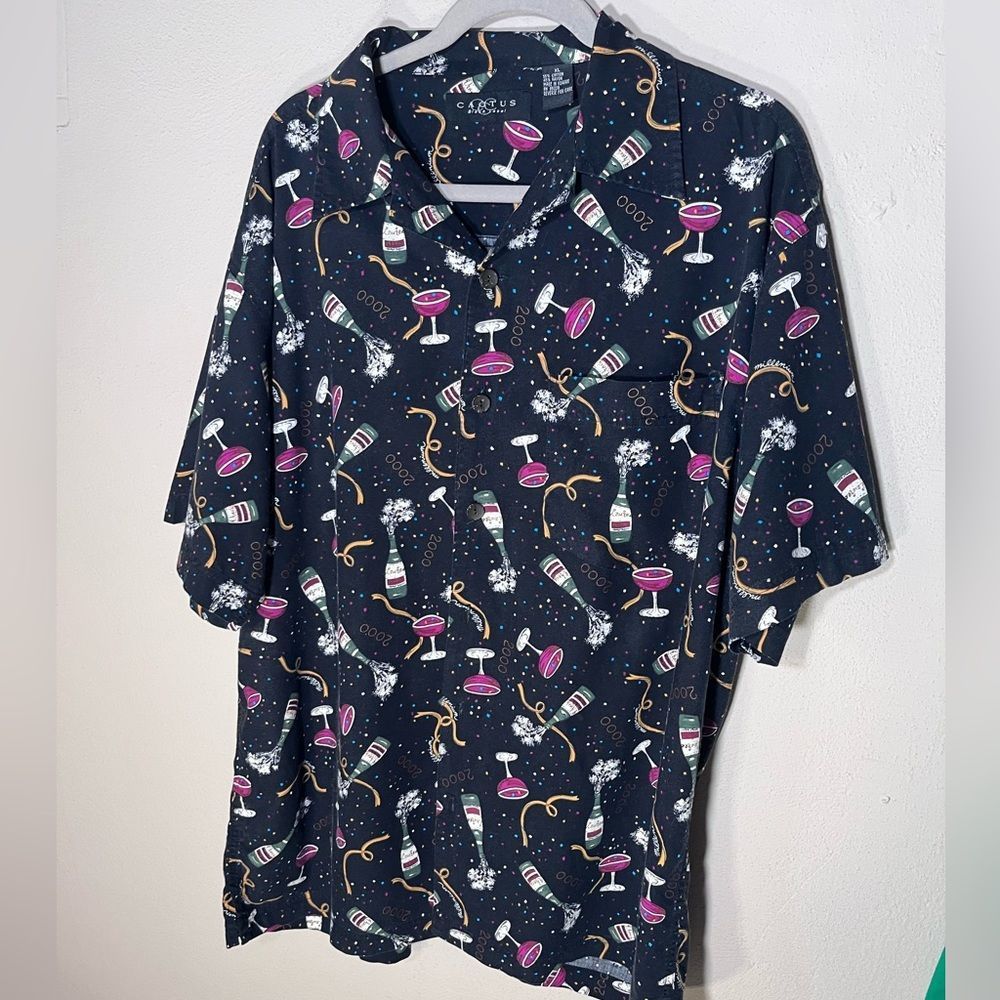 Cactus Black Label Vintage 2000 Celebration Print Short Sl Size XL Shirt